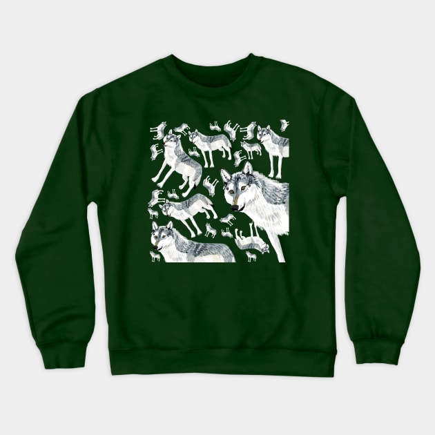 Totem Alberta Wolf Pattern Crewneck Sweatshirt by belettelepink